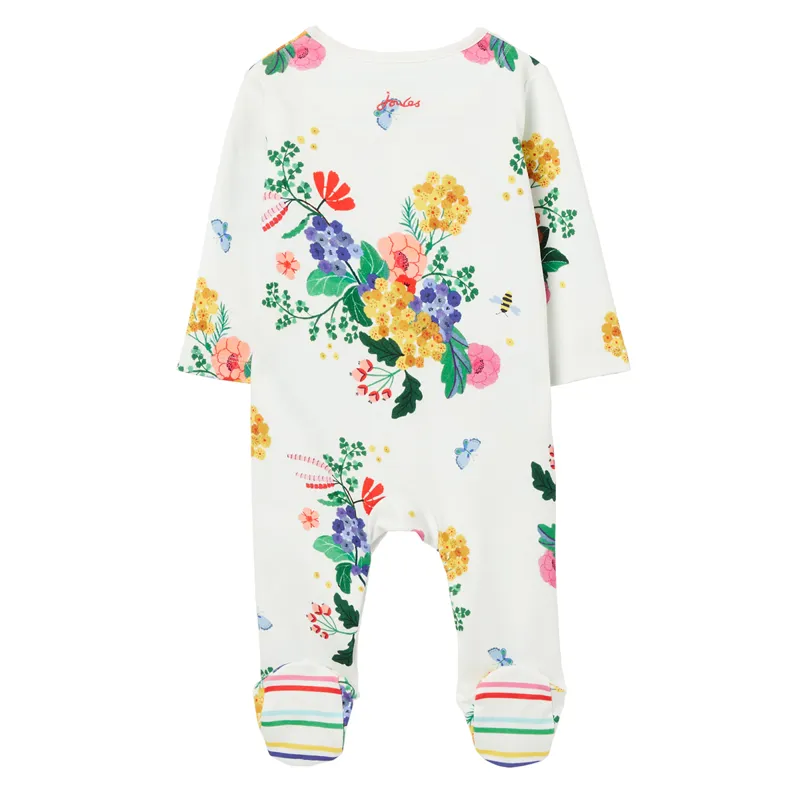 Joules Razamataz Printed Babygrow - White Garden Floral-1